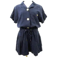 ブルーレーベルクレストブリッジ BLUE LABEL CRESTBRIDGE ショート ロンパース オールインワン 半袖 36 XSサイズ 紺 ネイビー IBO49のサムネイル