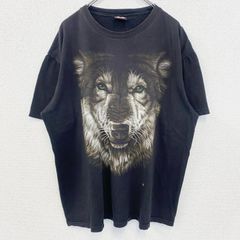 古着 used　HOT ROCK　ホットロック　半袖アニマル両面プリントTシャツ　狼　ウルフ　黒　ブラック　XLサイズ