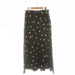 B&Y ユナイテッドアローズ BEAUTY&YOUTH ビューティー&ユース リネンドットフレアロングスカート マキシ丈 L 黒 ブラック /HK ■OS