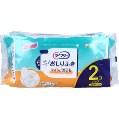 ライフリー らくらくおしりふき トイレに流せる 72枚入×2個パックのサムネイル