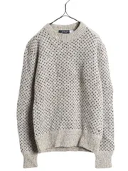 【お得なクーポン配布中!】 80s USA製 バーズアイ ニット セーター メンズ M レディース L 程 古着 ヴィンテージ ウール ノルディック 総柄 ミドルゲージ クルーネック