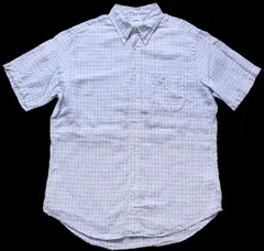 Brooks Brothersブルックスブラザーズ REGENT チェック ボタンダウン 半袖 リネンシャツ 白×薄青 L★格子柄 アメトラ トラッド