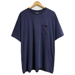 USA製 POLO RALPH LAUREN ポロ ラルフローレン 胸ポケット付き ワンポイントロゴ 刺繍 コットン シングルステッチ 半袖Tシャツ 紺 ネイビー XLサイズ No.G278
