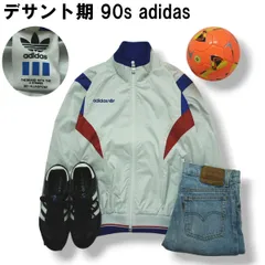 【デサント期】 90s ヴィンテージ アディダス adidas ナイロン ジャケット ウィンドブレーカー トレフォイル ロゴ M トリコロール スポーツ ストリート ウェア メンズ