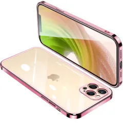 【数量限定】薄型 TPU ストラップホール付き メッキ加工 軽量 耐衝撃 全面保護 滑り止め スマホケース 透明 カバー アイフォン12Pro 落下防止（ローズゴールド） クリア ケース Pro IPhone12