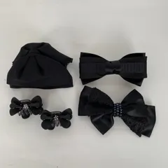 CLIP PARIS クリップパリス リボン バレッタ等 5点セット ミニクリップ ブラック系 黒系 フォーマル セレモニー ビジネス ストーン付