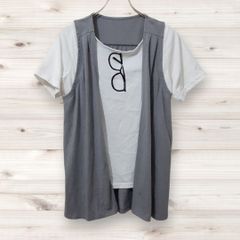 D0300 リブインコンフォート Live in comfort Tシャツ 半袖 カットソー (L) 白 グレー 柄もの