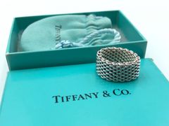 ★₹˝ャʓᑕᕼᗩᑎ ③⑤③⑦★様専用【管理番号98】廃盤品 TIFFANY＆Co.  ティファニー サマセット シルバー 925 メッシュ リング サイズ9号 箱・巾着付き