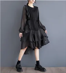 新品 2026新作 モード系　大きいサイズ ワンピース　シアー　マジョマジョ センソユニコ ネネット フラボアフリル　レディース 秋冬　春 新品 長袖