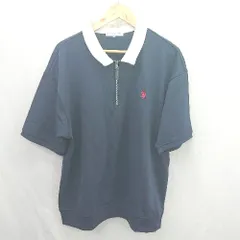 ◇ ⊂ U.S. Polo Assn. ハーフジップ 半袖 カットソー サイズL ネイビー メンズ E  【1506300021190】のサムネイル