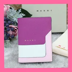 《 MARNI 》　マルニ　バイフォールドウォレット　VANITOSI　折財布　コンパクトウォレット　PFMOQ14U13　LV520　Z504N　マルチカラー　パープル　ピンク　本革　BOX付　保存袋付　送料無料・匿名配送・最短即日発送いたします！　445