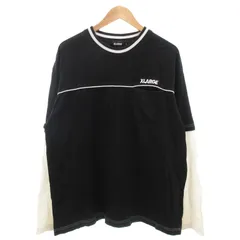エクストララージ X-LARGE 刺繍レイヤード ロングスリーブ Tシャツ Embroidery Layerd L/S Tee ロンT 長袖 クルーネック XL 黒 ブラック 白 ホワイト /GV 101223011004 ■GY01