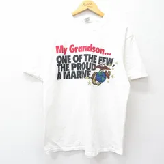 L/古着 半袖 ビンテージ Tシャツ メンズ 90s ミリタリー MARINE ラメ コットン クルーネック 白 ホワイト 25aug20 中古