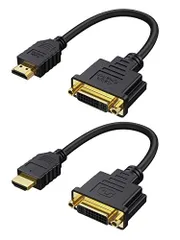 2*0.15M(HDMI/M- DVI/F) 双方向伝送DVI to HDMI ケーブル,CableCreation【2本入り】 HDMI to DVI(24+1) アダプター, 金メッキ HDTV to DVI ケーブル(オス-メス) 1080P/3D対応,