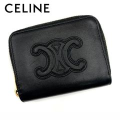 CELINE セリーヌ キュイル トリオンフ コンパクトジップウォレット コインケース BLACK 黒