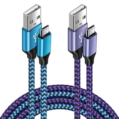 【数量限定】Viviber マイクロ usb ケーブル Micro B ケーブル【1.8M/2色】2.4A急速充電 PS4 充電ケーブル ナイロン編み Android スマホ充電ケーブル アンドロイド高速充電ケーブル タイプbケーブル B充電コード 高速データ