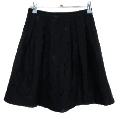 ロペピクニック ROPE Picnic スカート フレア ミニ ひざ丈 薄手 タック レース バックファスナー 36 紺 ネイビー ボトムス /T2