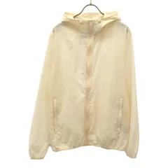 adidas アディダス トレフォイルロゴ フーディ ナイロンジャケット M アイボリー レディース 古着