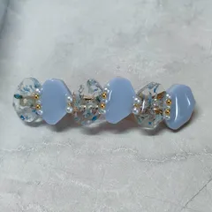 【No.110】ハンドメイド　ヘアアクセサリー　ヘアクリップ　レジン　ハンドメイド　ドライフラワー　レジンヘアクリップ　バレッタ　ブルー
