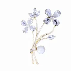 真珠ブローチスワロフスキーキラキラ花コサージュ胸飾りクリスマス卒業式入学式結婚式