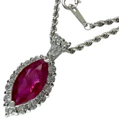 ルビー 1.17ct ダイヤモンド 0.50ct ネックレス K18WGホワイトゴールド 18金 /Pt900プラチナ 3.9g 41cm レディース 【中古】【真子質店】【NN】