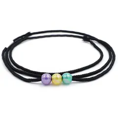 浴衣紐 飾り紐 黒 ブラック 紫 黄色 緑トンボ玉ビーズ 帯締め 丸組 帯留 細い 締めやすい 振袖 おしゃれ着 七五三 夏まつり カ No.8-3041