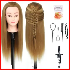 【在庫処分】100%合成髪 美容室サロン ヘアアクセサリーセット ウィッグマネキンヘッド YK-27 編み込み練習用 練習用 Sha Ba