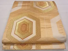 平和屋着物■六通柄袋帯　亀甲繋ぎ　金糸　逸品　nb0695