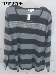◇ MK MICHEL KLEIN エムケーミッシェルクラン ボーダー 長袖 ニット セーター サイズ38 ブラック グレー レディース 【中古】 【1103250010139】