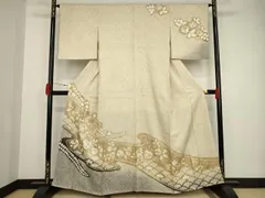 平和屋着物●訪問着　辻が花　絞り　刺繍　流水花文　金彩　正絹　逸品　AAAT2236ck