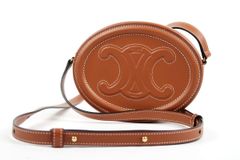 【超美品】CELINE セリーヌ トリオンフ オーバルパース キュイル ショルダーバッグ ブランド鞄 ブラウン系【SU47】