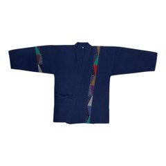 【🔥50%OFF🔥定価8,800円】ME-A-356 半額  セール　日本製　国産　お洒落　粋　縦ライン　紺　ネイビー　羽織　作務衣　上のみ　濃紺