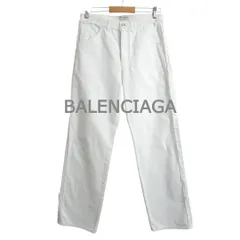 極美品 BALENCIAGA バレンシアガ デニムパンツ ジーンズ ペインターパンツ ダメージ加工 ジッパーフライ ストレート コットン ホワイト サイズ36 レディース 古着 中古のサムネイル