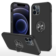 【送料無料】ブラック iPhone 14 Pro  用ケース リング付き 耐衝撃 落下衝撃吸収 TPU PC 車載ホルダー対応 スタンド機能 スマホケース 防塵 薄型 軽量 落下防止 擦り傷防止 取り出し易い 一体型 全面保護カバー