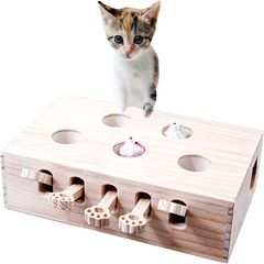 pearpark 木製 モグラ叩き 猫 おもちゃ お洒落 ネコ ねこのおもちゃ 厳選木材使用 安全素材 ねこじゃらし ペット マウス ネズミ 知育玩具 自分で遊ぶ好奇心をくすぐる もぐらたたき 運動不足 ストレス解消