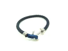 ■美品■ PAUL HEWITT ポールヒューイット レザー ブレスレット アクセサリー レディース ネイビー系 DJ3991