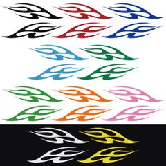 デカールステッカー 【 ファイヤーパターン A Mサイズ 左右反転 2枚セット 】 選べる10色 縦10ｃｍ×横40ｃｍ オリジナルステッカー バイナル ステッカー ドレスアップ クルマ 車 自動車 バイク 二輪 オートバイ カッティングステッカー