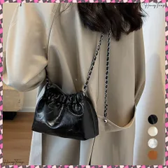 送料無料 チェーンショルダーバッグ ミニ巾着バッグ レディース 大人可愛い PUレザー 斜め掛けバッグ おしゃれ スマホポシェット クラシック小さめ鞄 コンパクトバッグ人気 ギャザーバッグ合皮 韓国ファッション鞄 小さめ サブバッグ