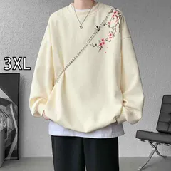 [3XL]メンズ ファッション 服 男性用 オシャレ シンプル 大人 かっこいい 大きいサイズ ストリート 紳士服 エスニック スウェットシャツ 春秋 ファッション ゆったり カップル 長袖 T シャツ