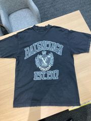 【EL6】バレンシアガ BALENCIAGA  カレッジロゴ Tシャツ 739784 TOVK1 8190 ブラック ユニセックス　MK10485