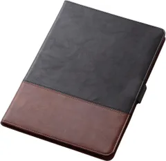 012 エレコム iPad Air 10.5 (2019)、iPad Pro 10.5 (2017) ケース フラップカバー ソフトレザー フリーアングル ツートン ブラック×ブラウン TB-A17PLFDTBK