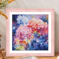 紫陽花　刺繍　額装 お家で作ってみよう！】額紫陽花の刺繍 Lacecap hydrangea