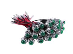 24V LED パイロット ランプ ダイヤカット 20個セット グリーン 16㎜ 16φ インジケーター ライト シグナル インジケータ カスタム パーツ 汎用品