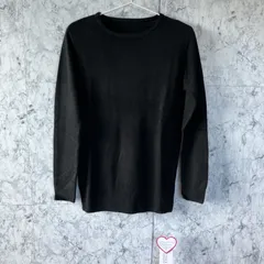 新品<!-利用不可文字-!>KOBE LETTTSE 神戸レタス　ウォッシャブルニット　ニット　黒　ブラック　薄手　ストレッチ　長袖　裾リブ　クルーネック　長め丈