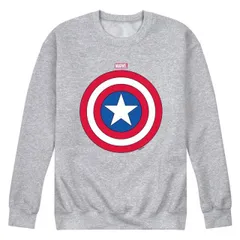 【送料無料】 マーベル メンズ Tシャツ トップス Men's Marvel Captain America Shield Crew Fleece Sweatshirt Athletic Heather