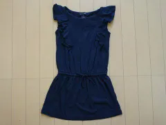 ラルフローレン ralph lauren アウトレット 子供服 女の子 5歳 約 110cm ワンピース 紺 無地 カットソー ノースリーブ フリル 春 夏 ★3 ガールズ 女児 キッズ 【中古】 ユーズド 古着 子ども服 こども