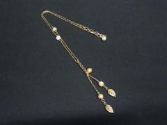 121 スワロフスキーゴールドパールネックレス K14ゴールドフィルド 