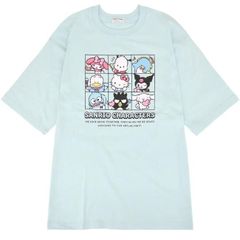 サンリオ キャラクターズTシャツ オーバーサイズ レディース 半袖 刺繍 プリント サックス 春夏