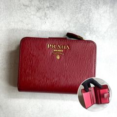 PRADA プラダ / Lジップコンパクトウォレット 二つ折り財布 ヴィッテロムーブレザー レッド ピンク バイカラー 1ML018 VITELLO MOVE