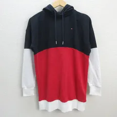 z■トミーヒルフィガー/TOMMYHILFIGER プルオーバーパーカー【XS】赤白紺/men's/159【中古】■